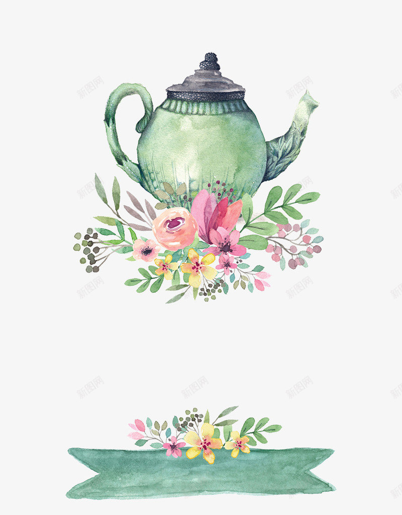 蓝色手绘油画茶壶古风花卉png免抠素材_新图网 https://ixintu.com 古风 油画 花卉 茶壶 蓝色