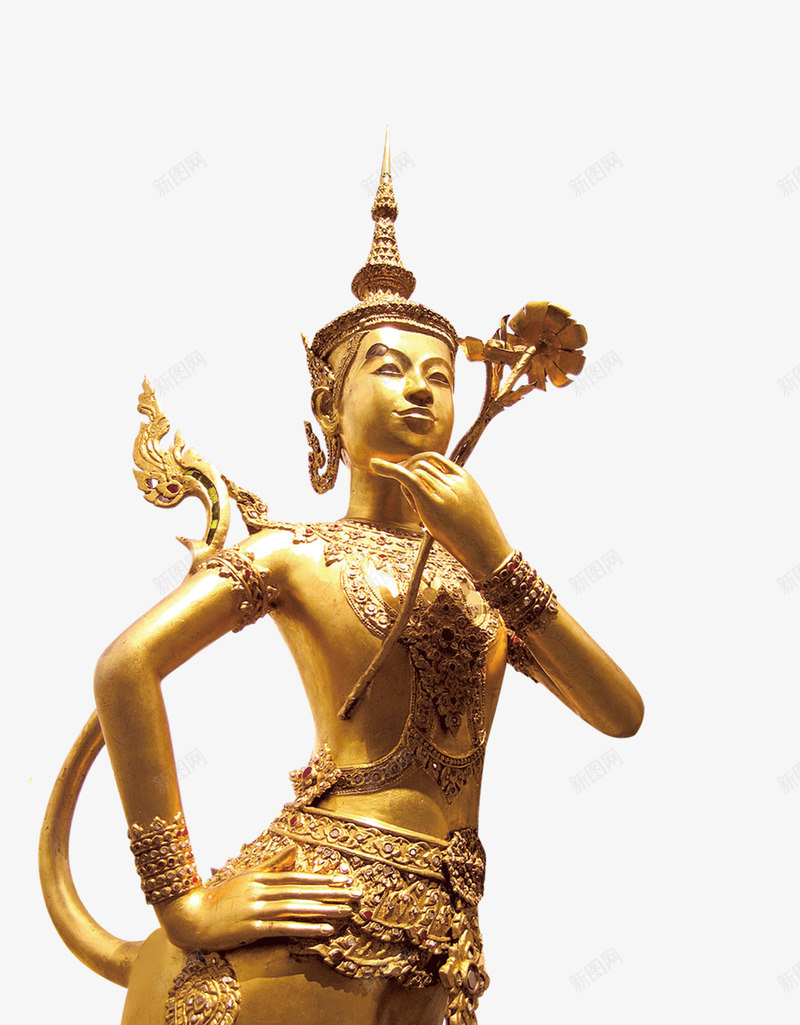 金色石像png免抠素材_新图网 https://ixintu.com 女神像 实物 手拿玫瑰花 旅游 旅行 泰国 泰国神像 石像 花卉 金子 金色 镀金