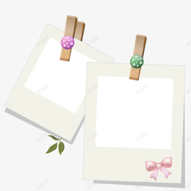 卡通相框和卡子png免抠素材_新图网 https://ixintu.com 免抠图 卡子 抠图 插画 相框 蝴蝶结 装饰图