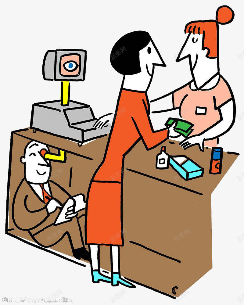 收银的女售货员png免抠素材_新图网 https://ixintu.com 卖东西 卡通 卡通售货员 售货员 手绘 收银 站着 超市