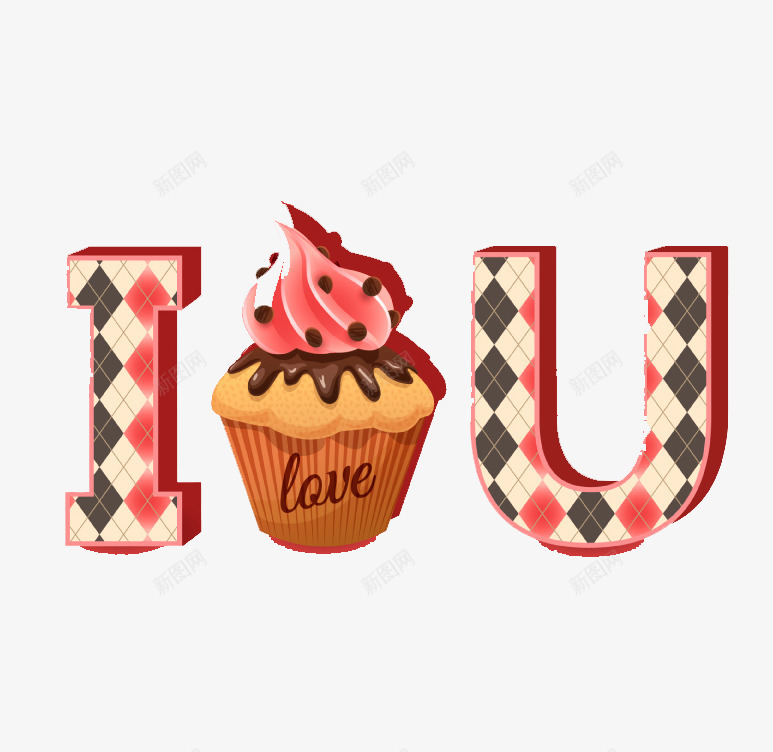纸杯蛋糕我爱你艺术字png免抠素材_新图网 https://ixintu.com LOVE 我爱你 甜点 艺术字 菱形格 蛋糕