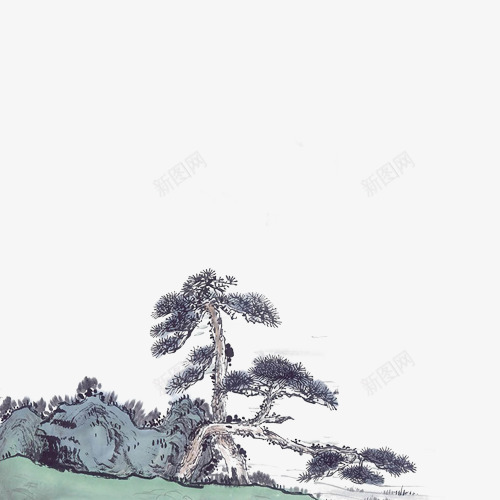 手绘松树png免抠素材_新图网 https://ixintu.com 卡通 古风 复古 手绘 松树 树木 素材精品屋