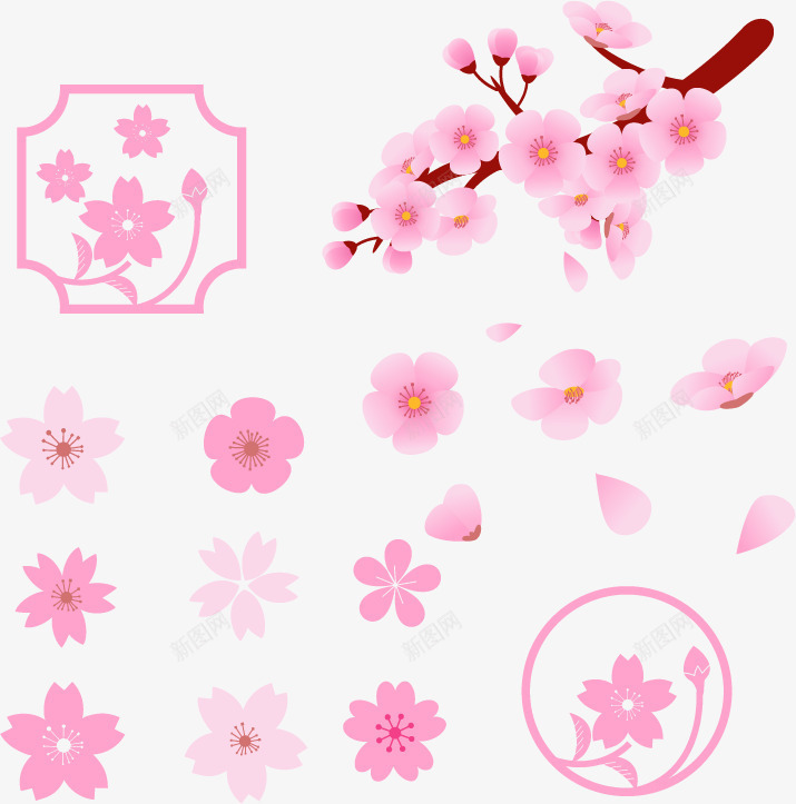 玫瑰花png免抠素材_新图网 https://ixintu.com f粉色 扁平化 玫瑰花 花瓣