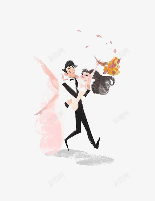 结婚的人png免抠素材_新图网 https://ixintu.com 公主抱 卡通 婚礼 婚纱 手绘 插画 浪漫 王子和公主 结婚 西服