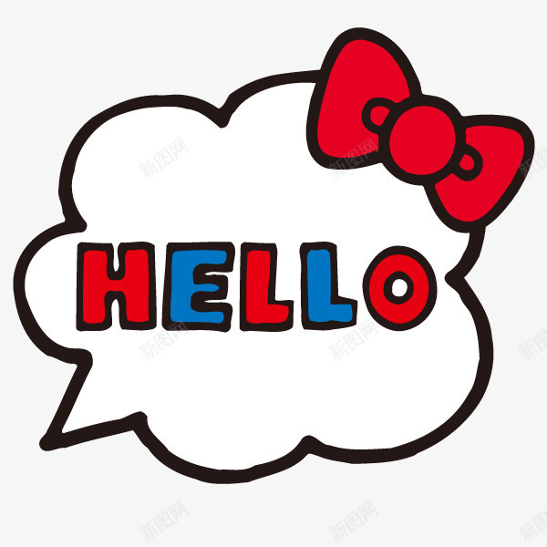 对话框蝴蝶结hello图标png_新图网 https://ixintu.com hello 对话框 蝴蝶结