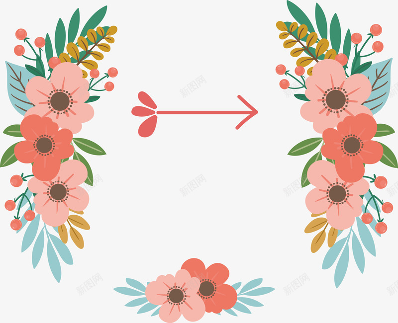 粉红色花朵标题框png免抠素材_新图网 https://ixintu.com 婚礼花藤 浪漫花朵 矢量png 粉红色 粉色花朵 花朵标题框