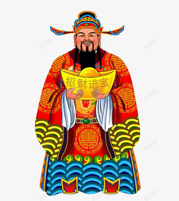 卡通手绘招财进宝财神png免抠素材_新图网 https://ixintu.com 创意 卡通手绘 喜庆 喜气 招财进宝元宝 新年欢乐 财神爷