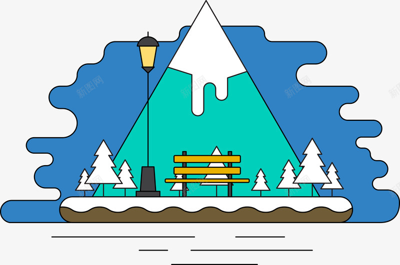 雪山悬浮山体矢量图ai免抠素材_新图网 https://ixintu.com 冬季 卡通悬浮山体 卡通高山 山体 景观 松树 积雪 雪山 高山 矢量图