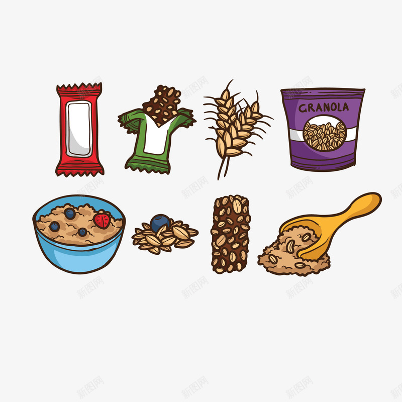 手绘燕麦食品燕麦粒png免抠素材_新图网 https://ixintu.com 健康食品 手绘 水果燕麦 燕麦 燕麦包装 燕麦棒 燕麦粒 燕麦颗粒 粗粮