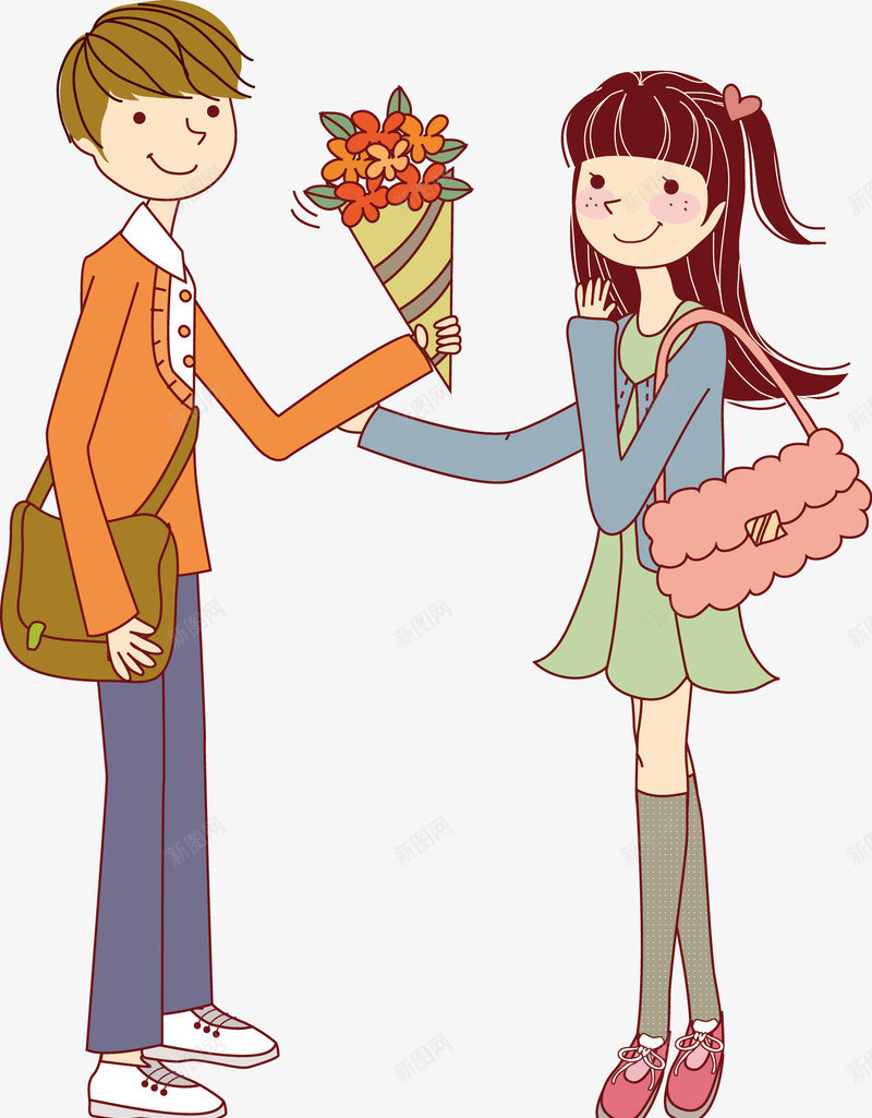 给女生献花的男生png免抠素材_新图网 https://ixintu.com 情侣 浪漫 男朋友 约会 花束
