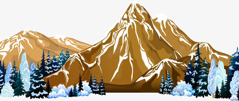 棕色手绘的火山效果图png免抠素材_新图网 https://ixintu.com 大山 大树 山峰 手绘山峰 树木 火山 石头