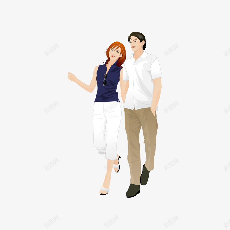 手绘png免抠素材_新图网 https://ixintu.com 情侣 散步 浪漫