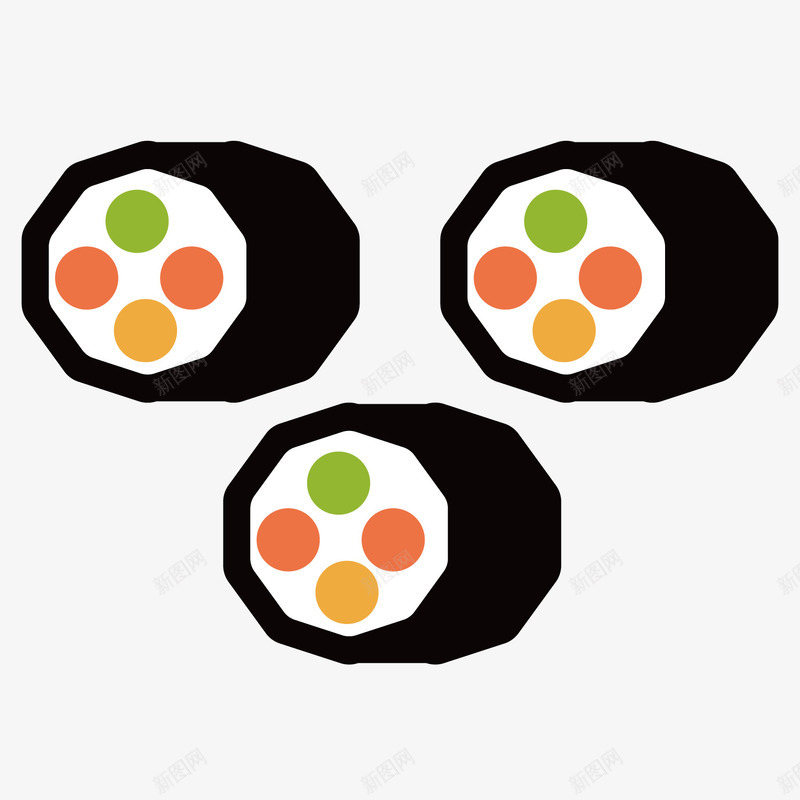 灰色圆柱寿司美食卡通插画png免抠素材_新图网 https://ixintu.com 几何 圆柱 圆点 扁平化 灰色 美食 食物