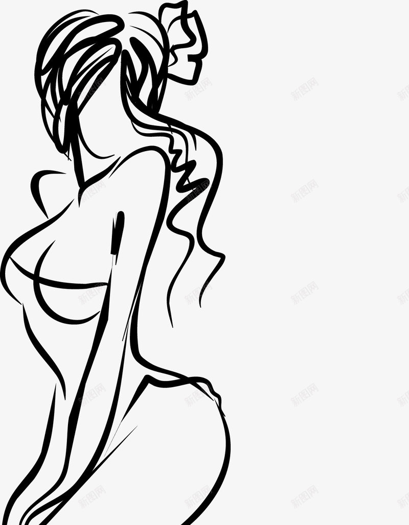 线条美女矢量图图标eps_新图网 https://ixintu.com 免费矢量下载 手绘美女 插画 线条美女 美女插画 矢量图