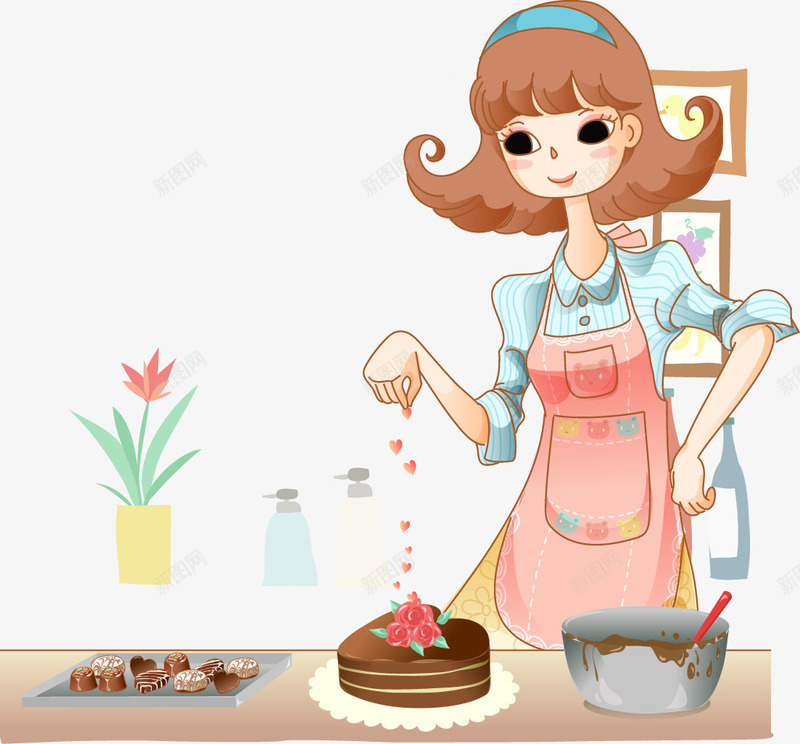 美女矢量图eps免抠素材_新图网 https://ixintu.com 做蛋糕 免费商量下载 插画 美女 矢量图
