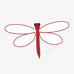 红色手绘的蜻蜓素材