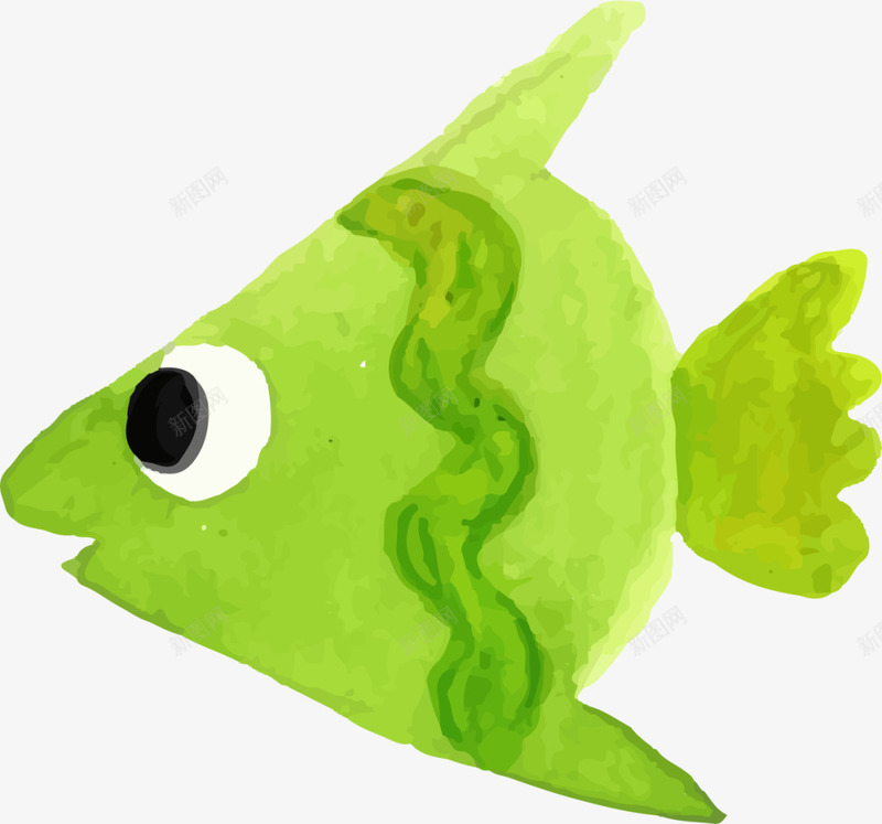 海洋生物手绘绿色小鱼png免抠素材_新图网 https://ixintu.com 三角形小鱼 手绘小鱼 水彩 海洋生物 绘画 绿色小鱼