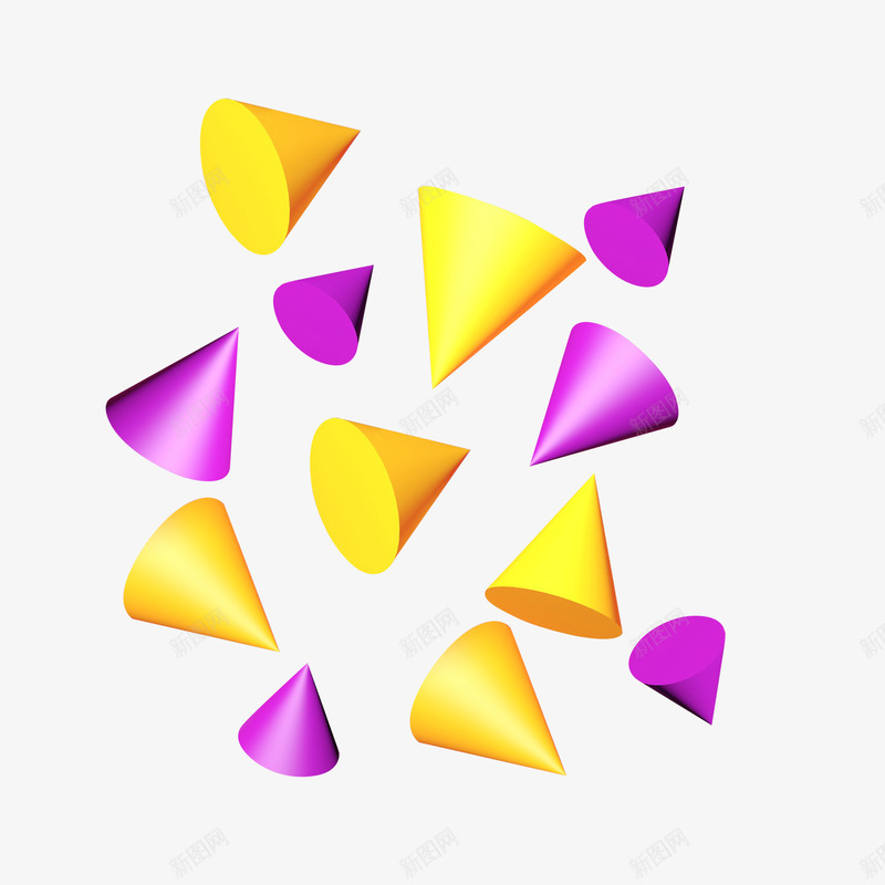 彩色几何椎体元素psd免抠素材_新图网 https://ixintu.com 三角形 光泽 几何 创意 尖锐 尖锐物体 彩色 椎体 质感