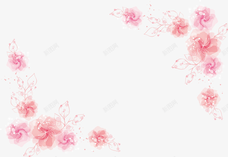 手绘对角花纹png免抠素材_新图网 https://ixintu.com 中国风花纹 中式花纹 古典花纹 对角花纹 对角花纹矢量 黑白花纹