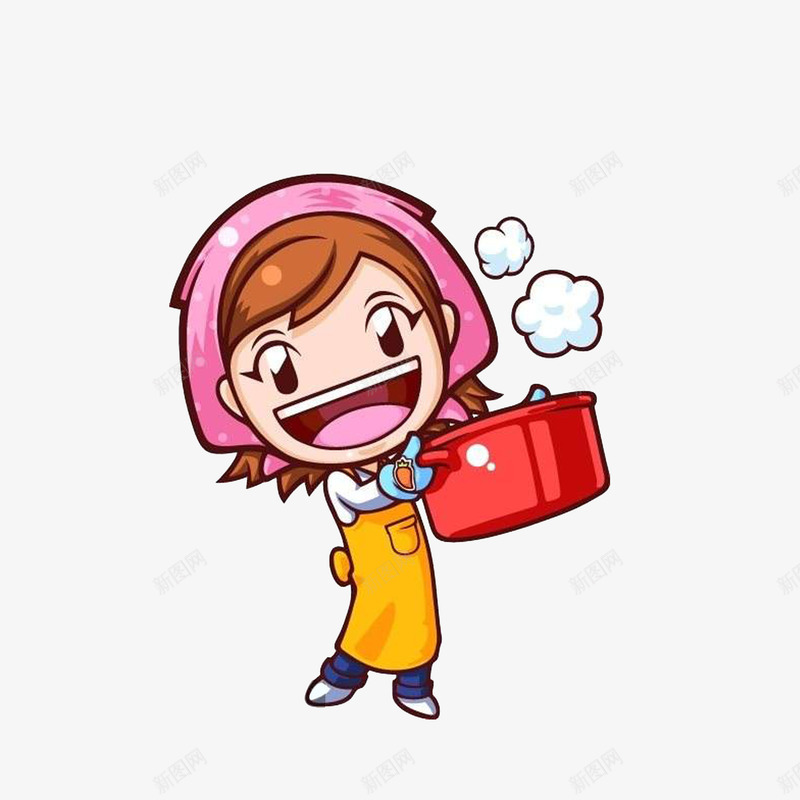 卡通端着锅的开心厨娘png免抠素材_新图网 https://ixintu.com 下厨 卡通厨娘 厨房人物 开心厨娘 端着锅