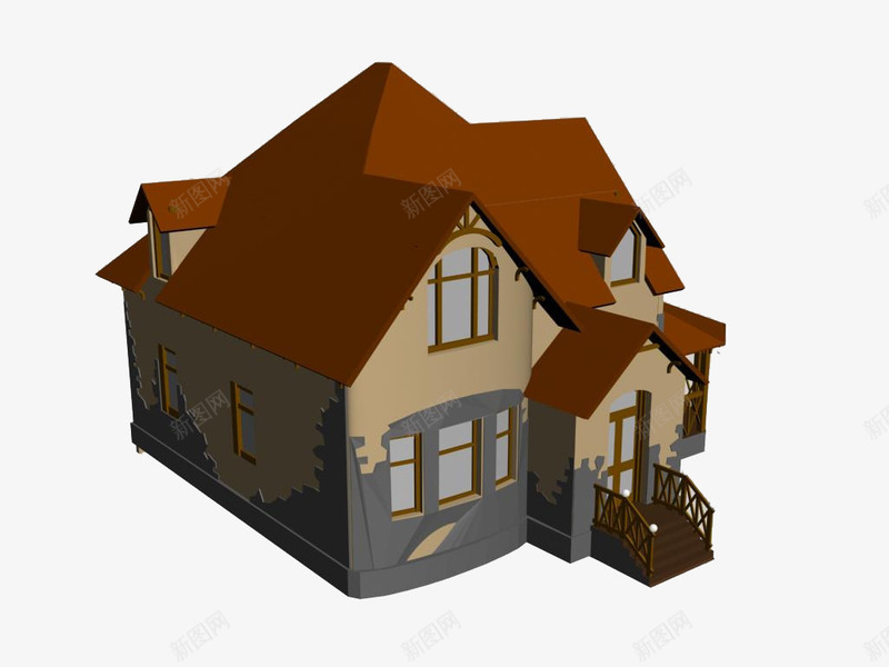 别墅装修3D效果图png免抠素材_新图网 https://ixintu.com 别墅装修3D效果图 户型图 立体房屋效果图