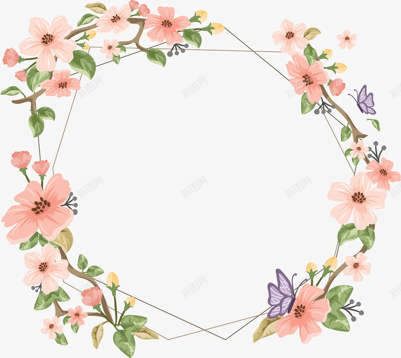 浪漫粉红美丽花藤矢量图ai免抠素材_新图网 https://ixintu.com 婚礼请帖 矢量png 粉红色 粉红花藤 美丽花藤 花藤 矢量图