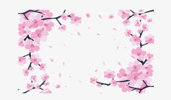 粉红色浪漫桃花边框素材