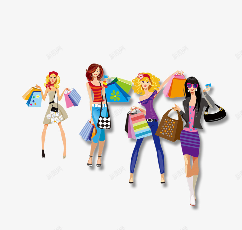 38女王大人手绘图psd免抠素材_新图网 https://ixintu.com 38妇女节 女王大人手绘图 美女图 美女购物图