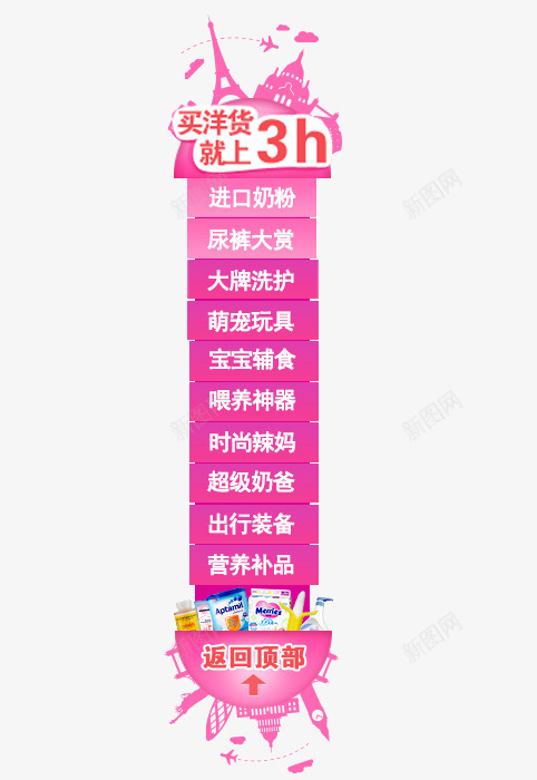 侧边导航栏psd免抠素材_新图网 https://ixintu.com 侧边导航栏 悬浮 粉色 首页