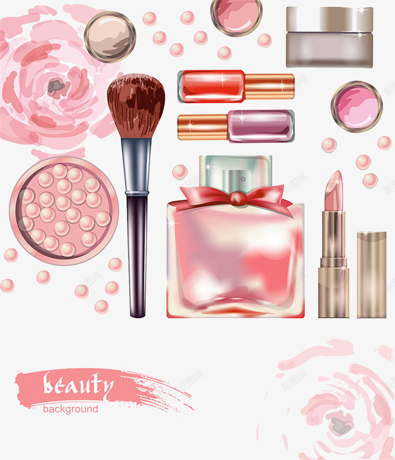手绘彩妆小物品png免抠素材_新图网 https://ixintu.com 小物品 彩妆 手绘 粉红色 素材