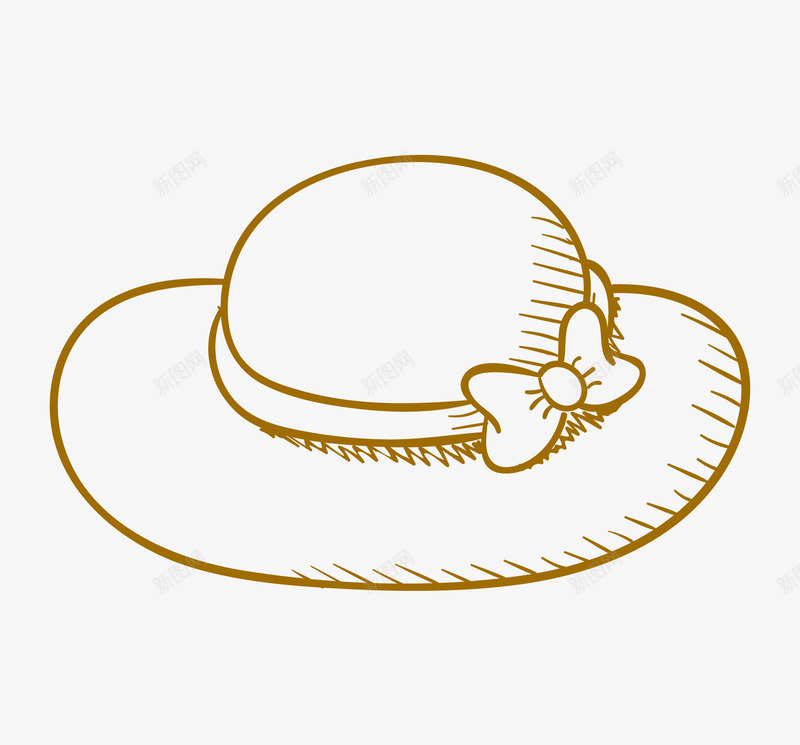 手绘带蝴蝶结太阳帽素描png免抠素材_新图网 https://ixintu.com 动画 夏天 太阳帽 帽子 插画 素描 蝴蝶结