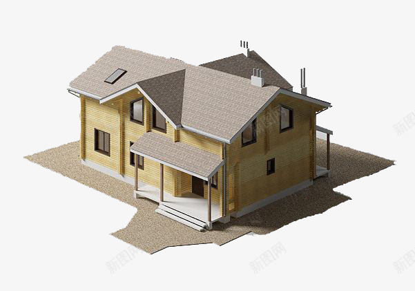 小木屋效果图png免抠素材_新图网 https://ixintu.com 卡其色房屋装修效果图 小木屋效果图 房屋装修图