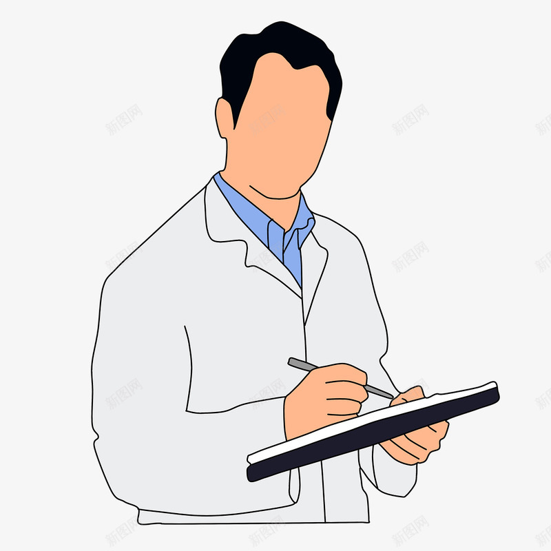 手绘办病例的男医生png免抠素材_新图网 https://ixintu.com 免抠图 医疗 效果图 男医生 病例 装饰图 装饰画