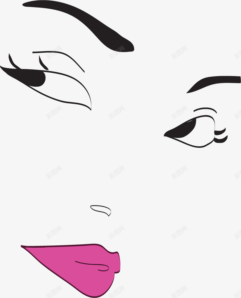 手绘美女脸部png免抠素材_新图网 https://ixintu.com 彩妆 手绘 手绘人脸 美女 脸部