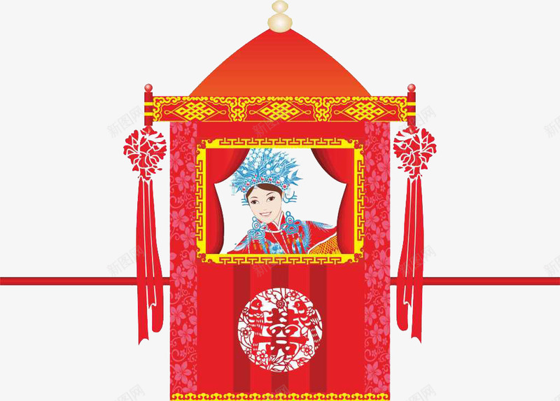 新娘坐在花轿里png免抠素材_新图网 https://ixintu.com 出嫁 喜庆 婚礼花轿 幸福 红色 结婚 花轿