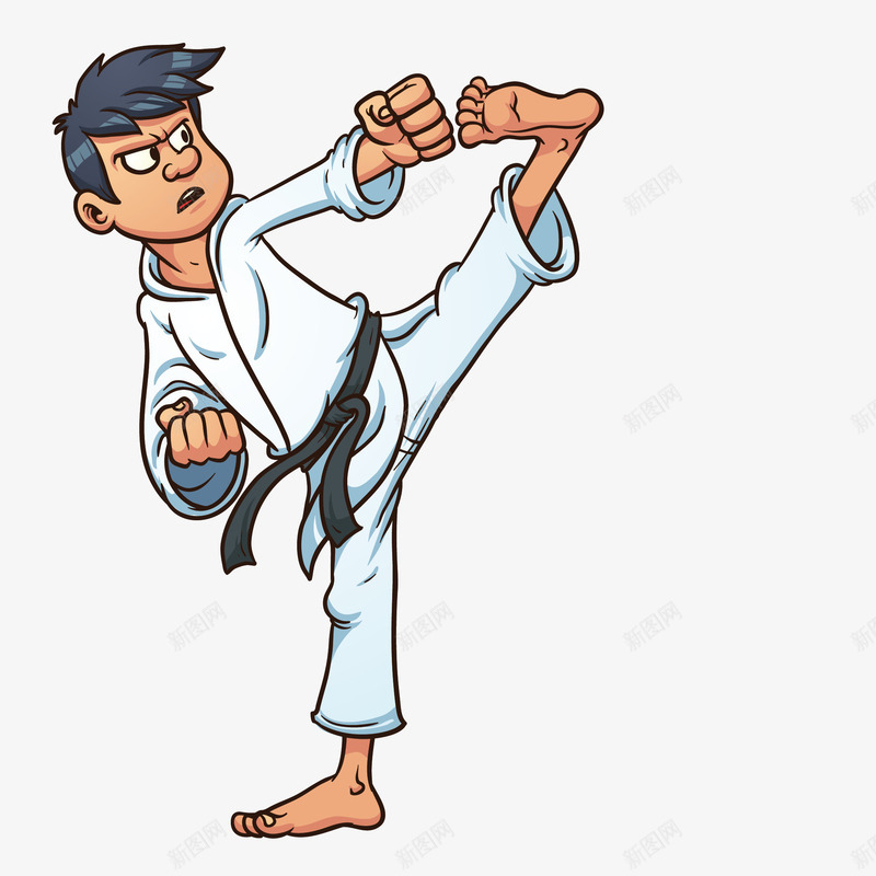 打拳的卡通小伙子png免抠素材_新图网 https://ixintu.com 人物 免抠图 打拳 效果图 装饰图 装饰画 跆拳道