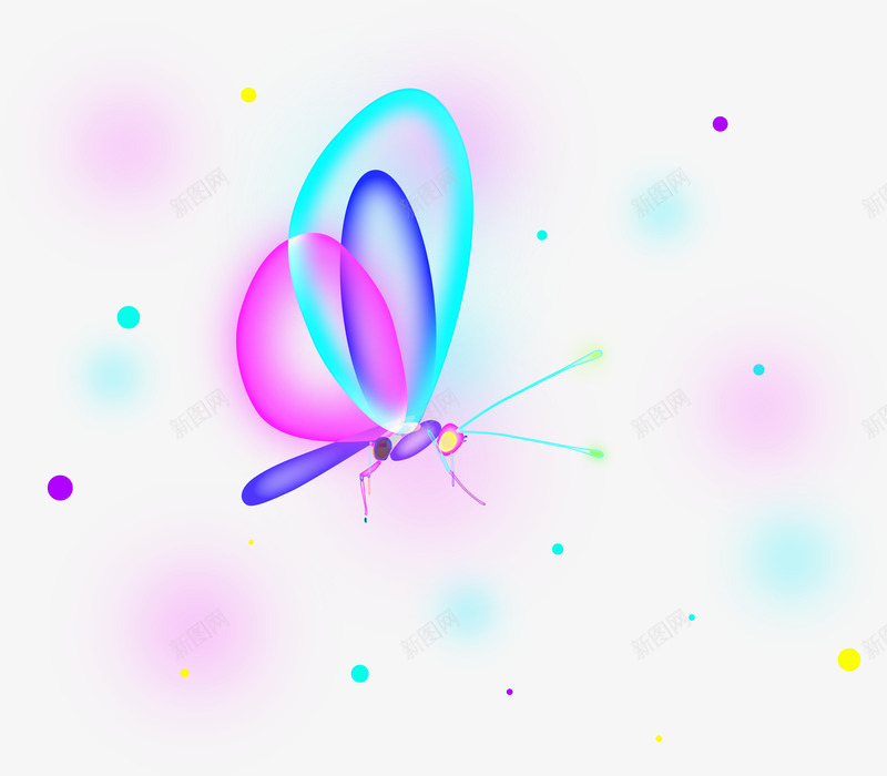 星空梦幻蝴蝶装饰插画psd免抠素材_新图网 https://ixintu.com 动物装饰 星空 星空梦幻动物 梦幻蝴蝶 炫彩 蝴蝶