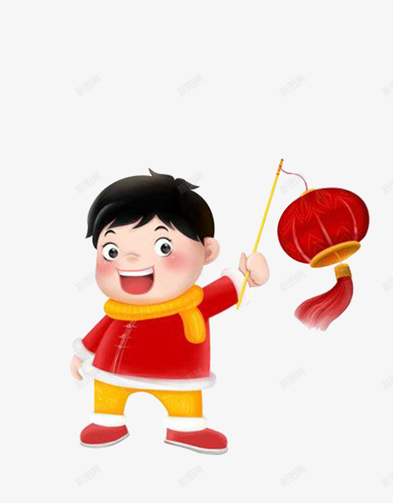 拿着灯笼的小男孩png免抠素材_新图网 https://ixintu.com 免抠图 小男孩 效果图 红灯笼 装饰图 装饰画 过新年