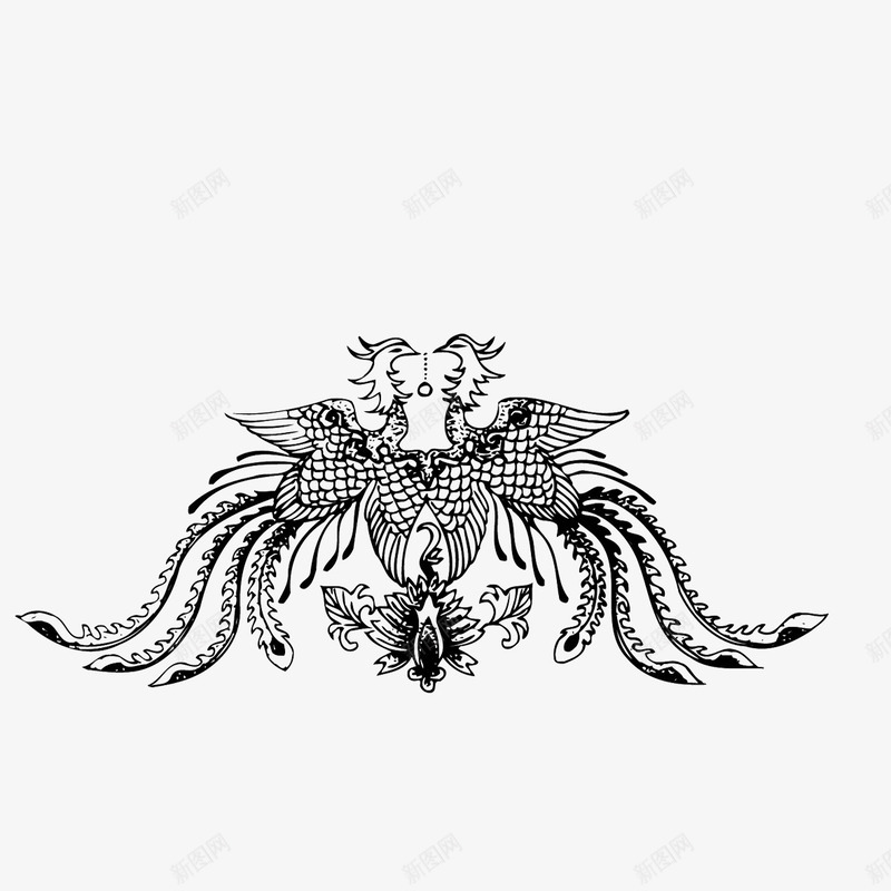 中国风纹样png免抠素材_新图网 https://ixintu.com 中国风纹样 中式传统图案 凤凰白描 凤纹 吉祥纹样 线描插画