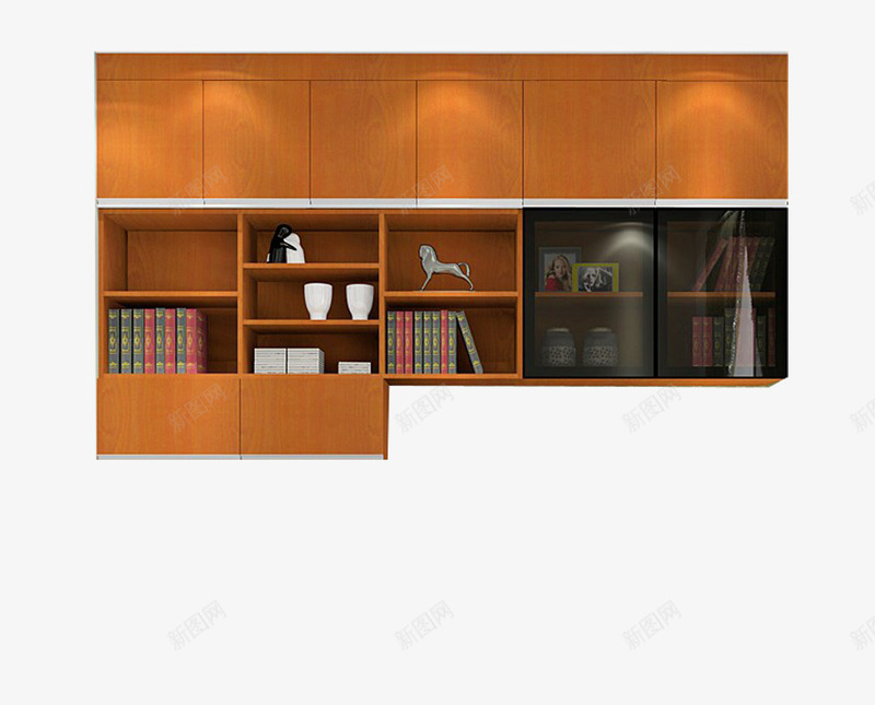 书房吊柜3d效果图png免抠素材_新图网 https://ixintu.com 3d 书房 书架 免扣 吊柜 效果图 棕色 高清