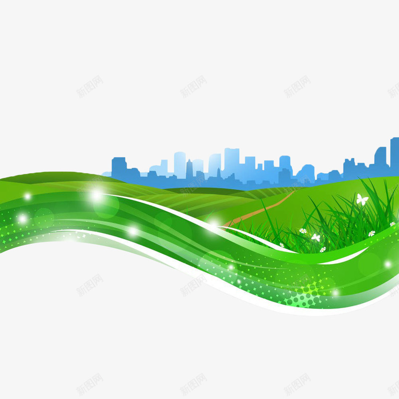 手绘城市风景png免抠素材_新图网 https://ixintu.com 城市 手绘 新鲜空气 清新 空气 绿色