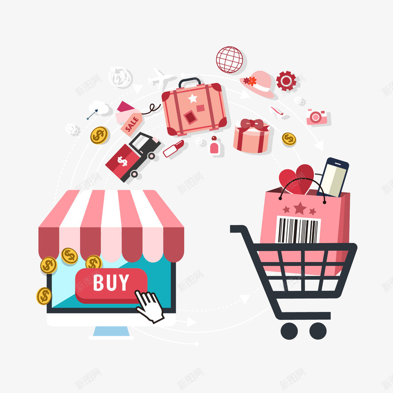 电商扁平时尚购物商店矢量图ai免抠素材_新图网 https://ixintu.com 商店 扁平 时尚 电商 购物 矢量图
