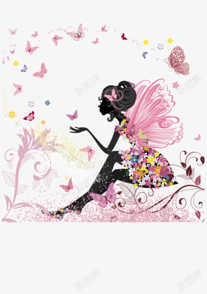 花精灵png免抠素材_新图网 https://ixintu.com 女孩 精灵 花朵 花纹 蝴蝶
