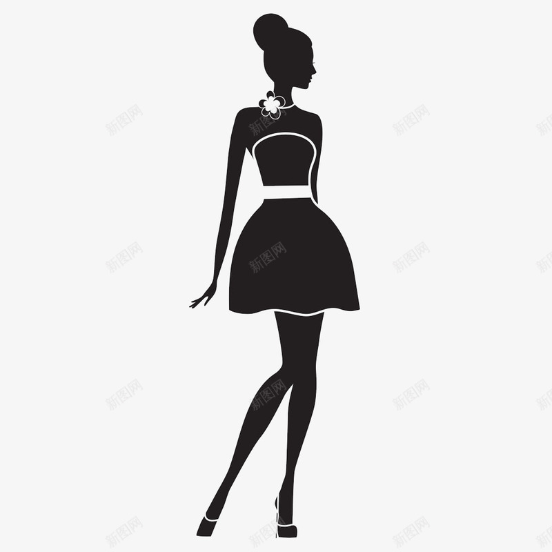 黑白卡通模特美女图标png_新图网 https://ixintu.com 卡通 模特美女 黑白