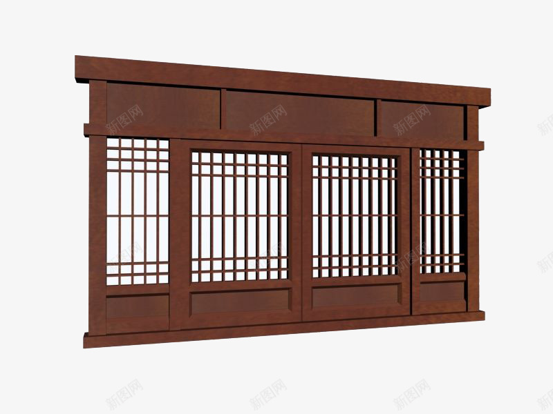 中式窗门窗立体模型png免抠素材_新图网 https://ixintu.com 中式 立体 门窗 门窗模型