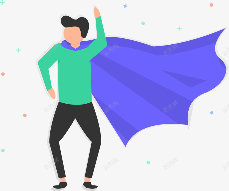 卡通超人人物装饰png免抠素材_新图网 https://ixintu.com 人物 卡通人物 手绘人物 披风 效果图 超人
