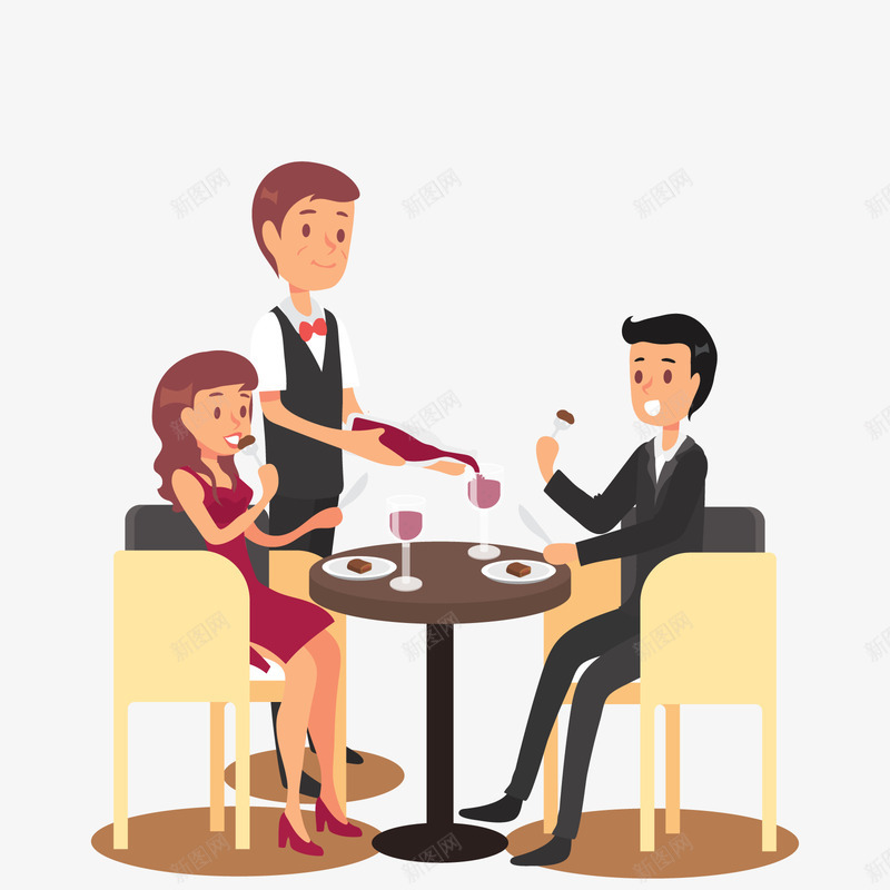双人约会吃饭矢量图ai免抠素材_新图网 https://ixintu.com PNG免抠图下载 坐在餐桌前 座椅 情侣 浪漫 爱情 矢量图 红酒 约会吃饭