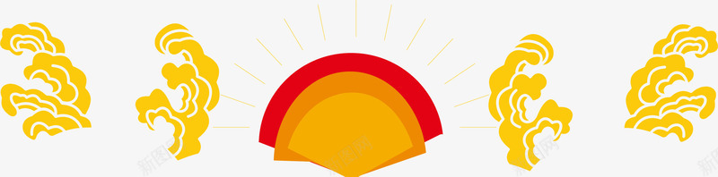 朝阳中国风式构图矢量图ai免抠素材_新图网 https://ixintu.com 中国风式构图 中式 中式构图 创意花纹 古典花纹 祥云 背景设计 矢量图