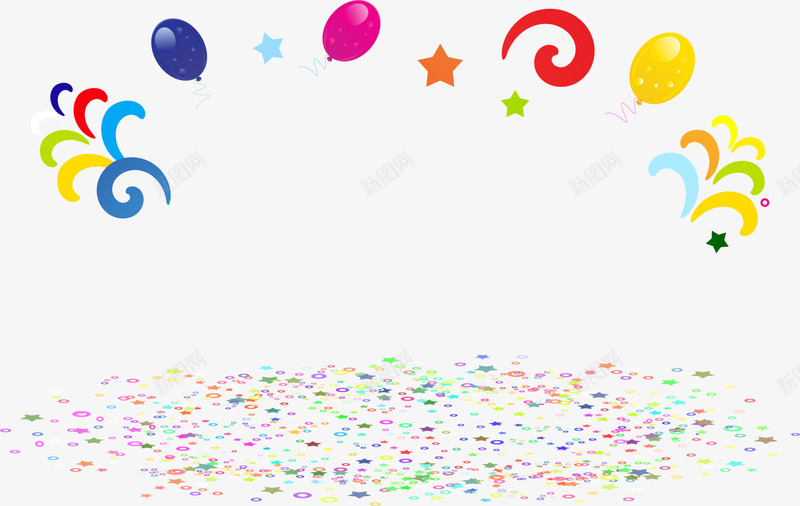 彩色漂浮礼花png免抠素材_新图网 https://ixintu.com 免抠PNG 庆典 彩色 活动 漂浮 礼花 装饰图案
