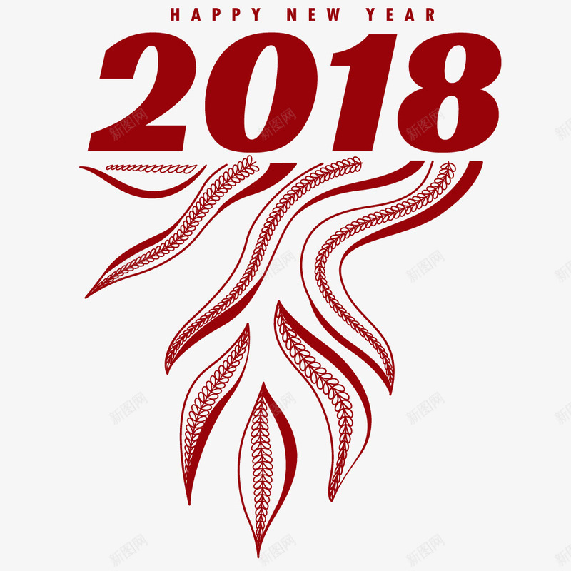 红色树叶上的2018png免抠素材_新图网 https://ixintu.com 2018 免抠图 效果图 红色字体 红色树叶 装饰图 装饰画